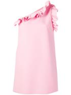 Msgm Ruffle-trim One-shoulder Mini Dress - Pink