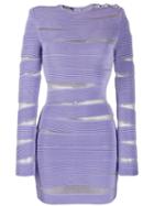 Balmain Striped Fitted Dress - Purple