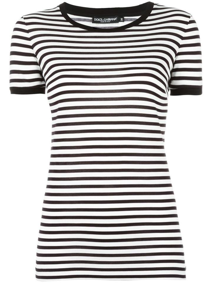 Dolce & Gabbana Striped T-shirt, Women's, Size: 36, Black, Cotton