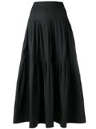 Red Valentino - Pleat Details A-line Skirt - Women - Cotton/spandex/elastane - 40, Women's, Black, Cotton/spandex/elastane