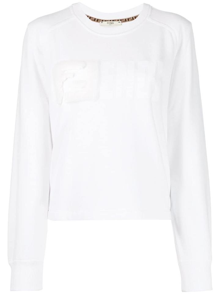 Fendi Ff Logo Embroidered Sweatshirt - White