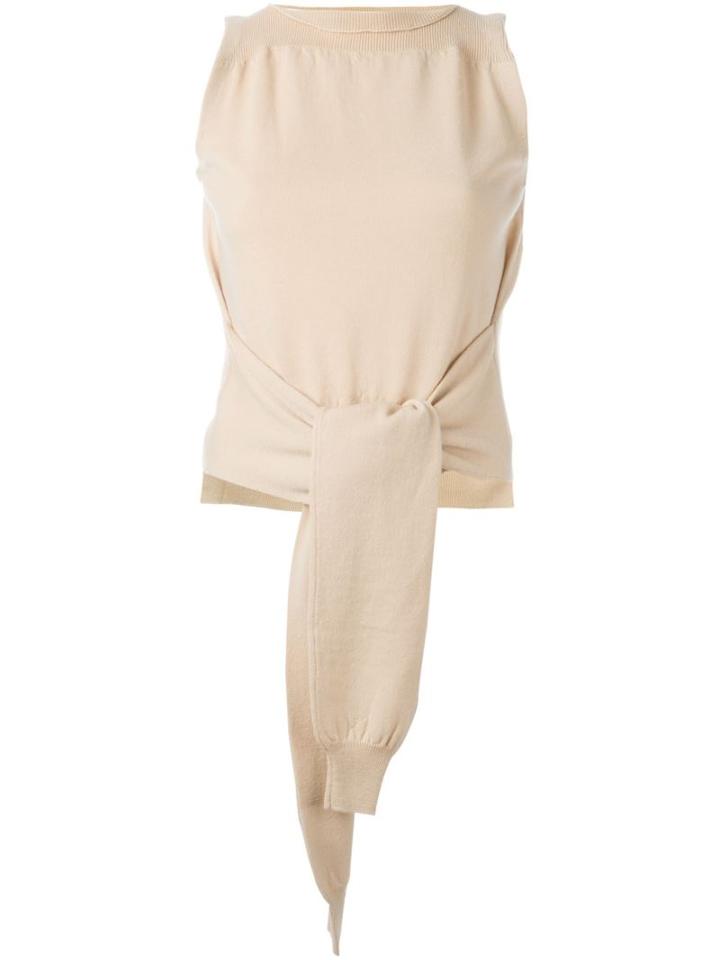 Mm6 Maison Margiela Front Tie Knitted Top, Women's, Size: Medium, Nude/neutrals, Wool