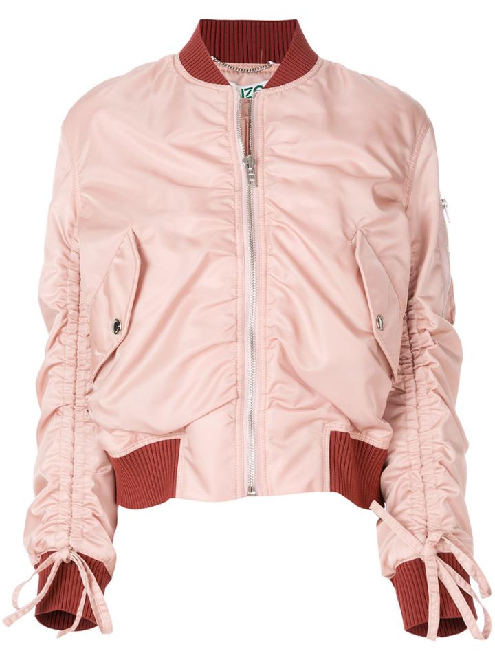 Kenzo Ruched Detail Bomber Jacket - Pink & Purple