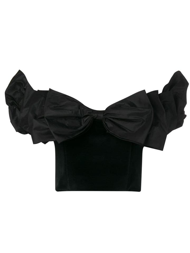 Isa Arfen Off The Shoulder Bow Velvet Bustier - Black