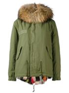 Short Fun Fur Lined Parka - Women - Cotton/lamb Skin/polyamide/fox Fur - Xs, Green, Cotton/lamb Skin/polyamide/fox Fur, Mr & Mrs Italy