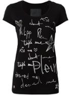 Philipp Plein 'kiss Me' T-shirt, Women's, Size: Small, Black, Cotton/crystal