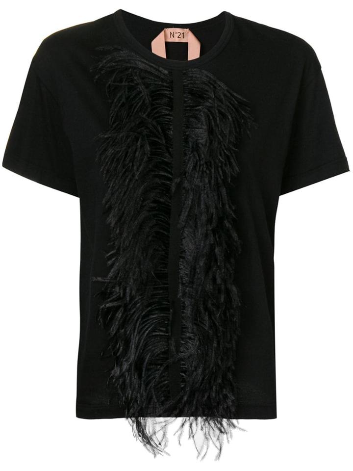 No21 Feather Embellished T-shirt - Black