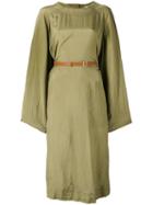 Loewe - Belted Long Sleeve Dress - Women - Viscose - 38, Green, Viscose