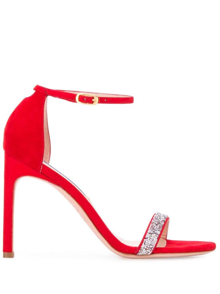 Stuart Weitzman Nudist Crystal-embellished Sandals - Red