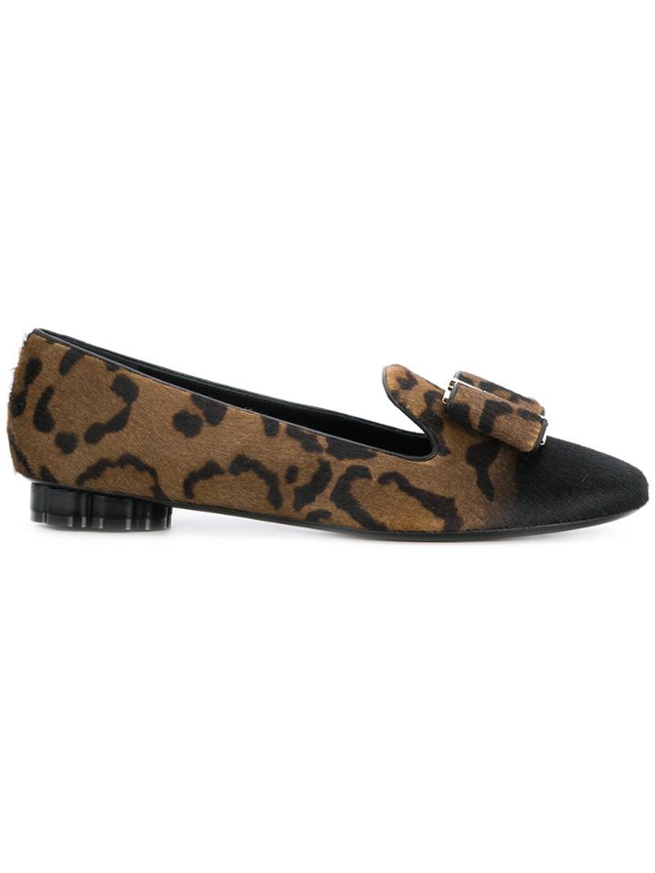 Salvatore Ferragamo Vara Leopard Loafers - Brown