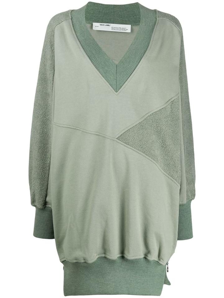 Off-white Textured Oversized Sweatshirt - Green