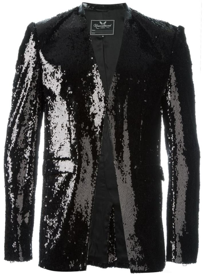 Unconditional Sequinned Blazer, Men's, Size: M, Black, Polyester/silk