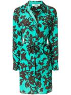 Dvf Diane Von Furstenberg Floral Print Shirt Dress - Green