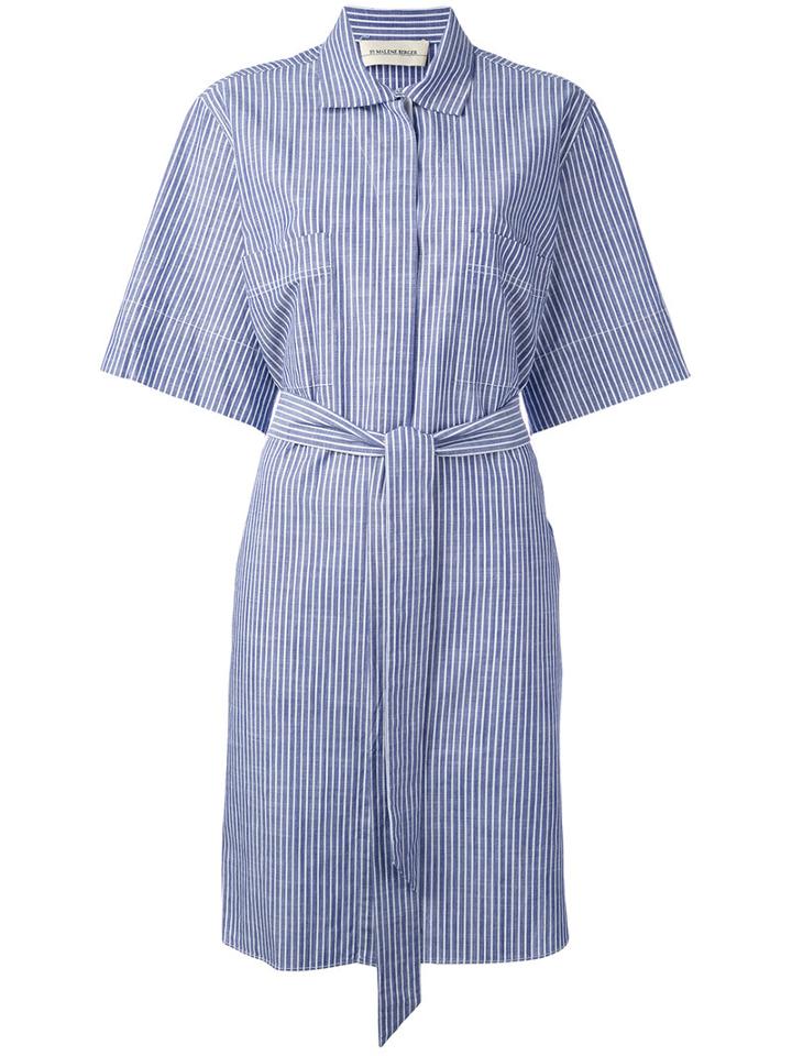 By Malene Birger - Striped Shirt Dress - Women - Silk/cotton - 34, Blue, Silk/cotton