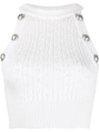 Balmain Sleeveless Cropped Knitted Top - White