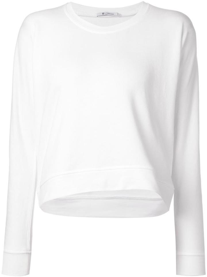 T By Alexander Wang Scoop Neck Sweatshirt, Women's, Size: Xs, White, Cotton/polyester/modal
