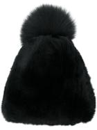 Liska - Fur Bobble Hat - Women - Rabbit Fur - One Size, Black, Rabbit Fur