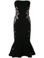 Cinq A Sept Floral Embroidery Strapless Dress, Women's, Size: 8, Black, Polyester/triacetate