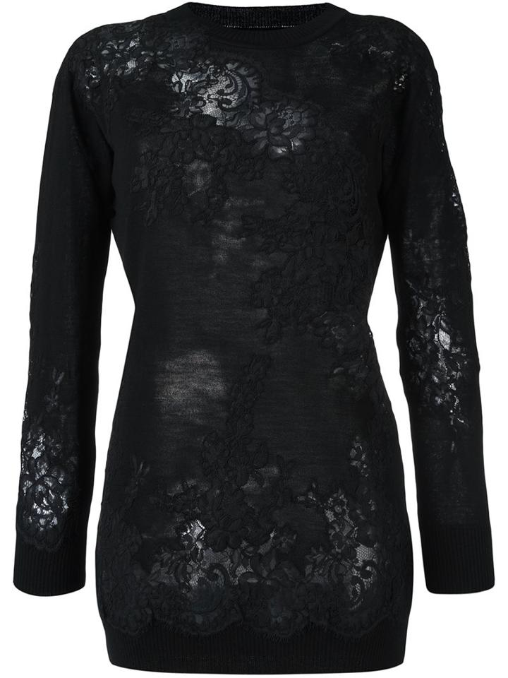 Ermanno Scervino Floral Pattern Jumper, Women's, Size: 42, Black, Polyamide/viscose/virgin Wool