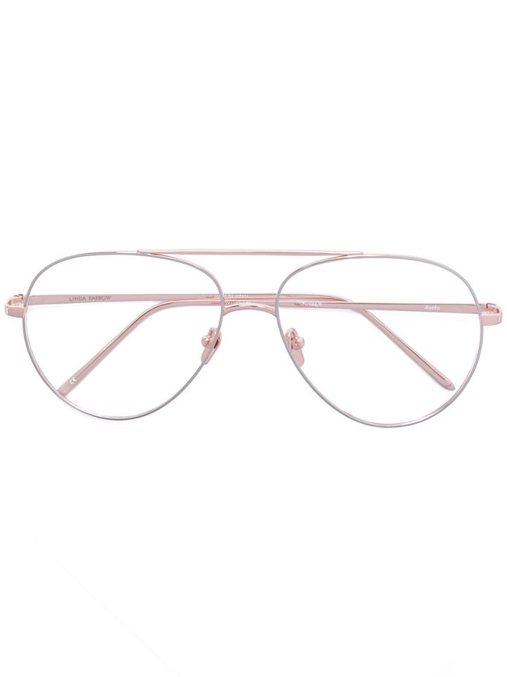 Linda Farrow Gallery Aviator Glasses - Metallic