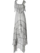 Philosophy Di Lorenzo Serafini Chiffon Lace Trim Pleated Details Ruffled Evening Dress
