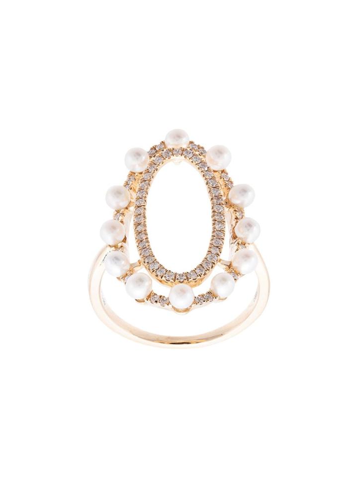 Dana Rebecca Designs Diamond And Pearl Oval Ring - Gold