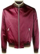 Maison Margiela Striped Trim Satin Bomber Jacket, Men's, Size: 46, Red, Polyamide/polyester