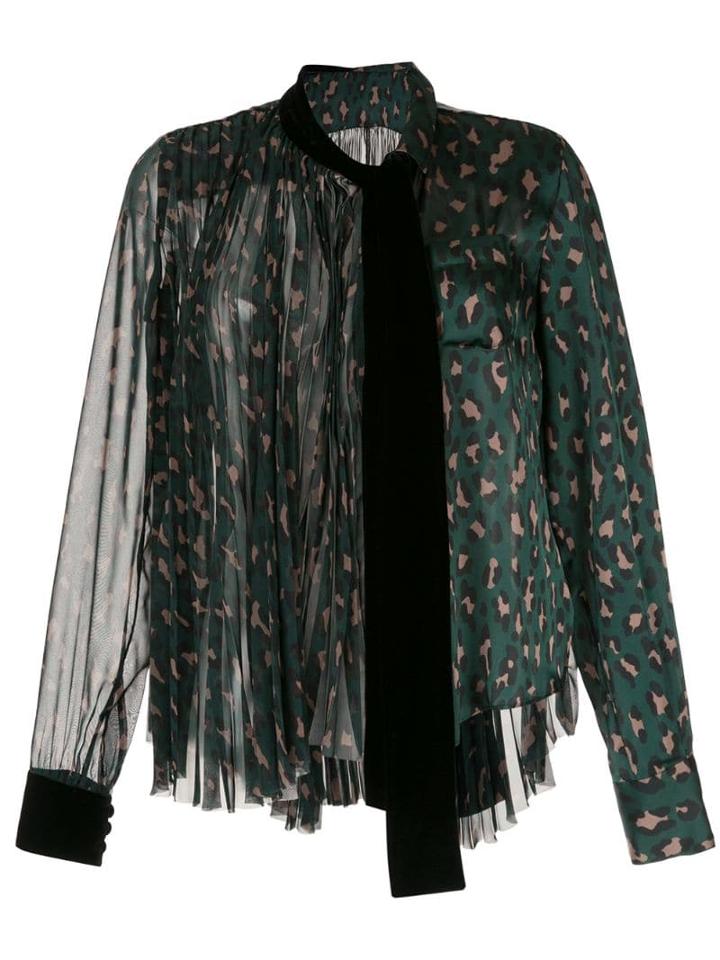 Sacai Velvet Trim Blouse - Green