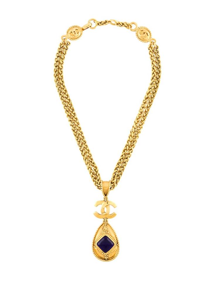 Chanel Vintage Vintage Cc Pendant Gripoix Necklace, Women's, Metallic