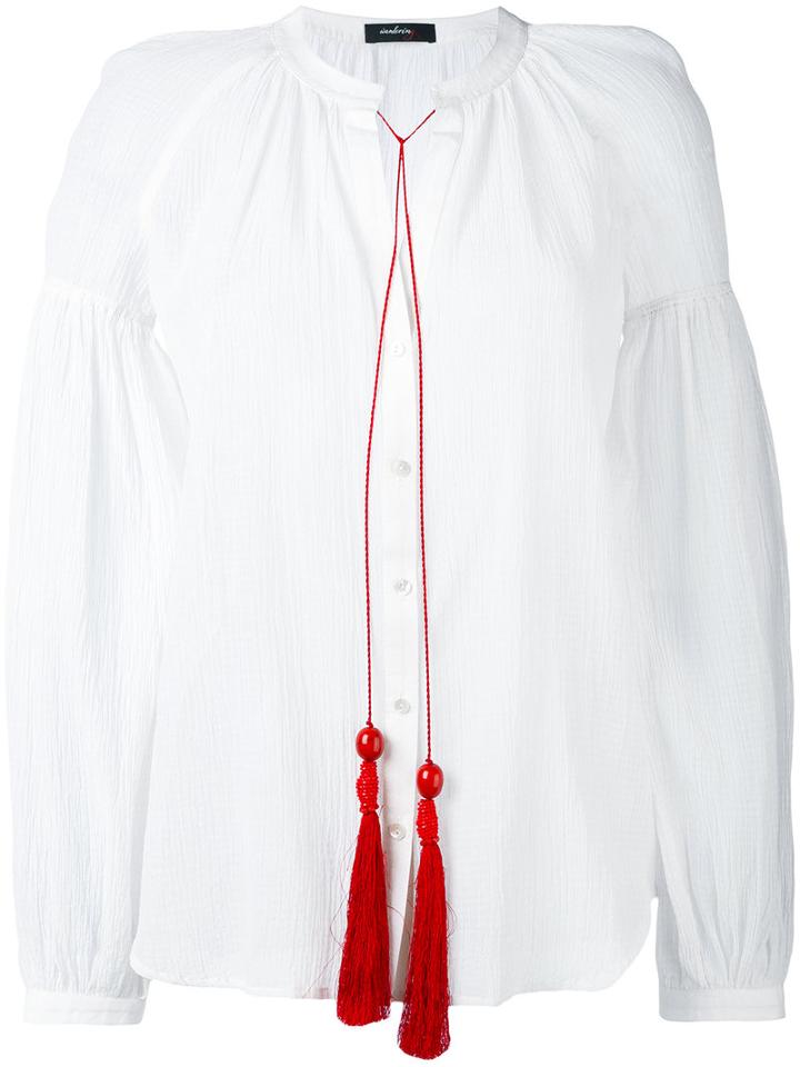 Wandering - Contrast Fringed Blouse - Women - Silk/cotton - 40, White, Silk/cotton