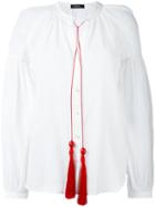 Wandering - Contrast Fringed Blouse - Women - Silk/cotton - 40, White, Silk/cotton