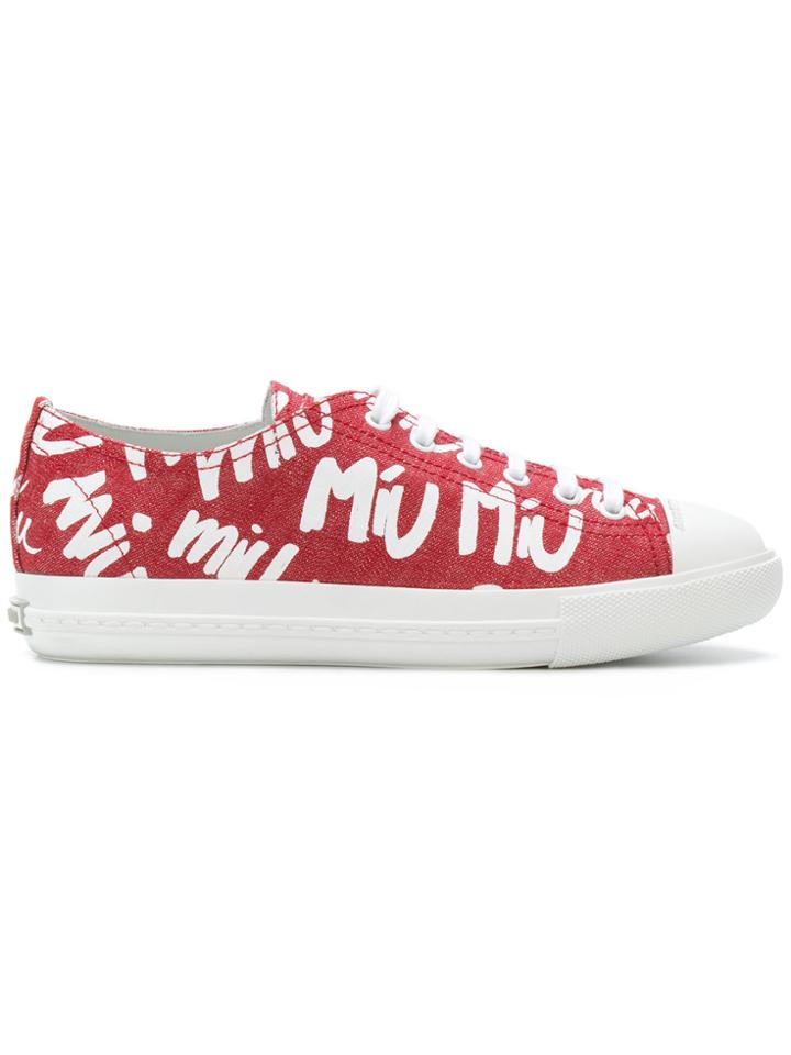 Miu Miu Logo Printed Sneakers - Red