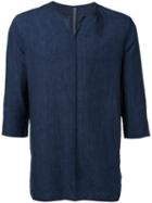 Kazuyuki Kumagai - Three-quarters Sleeve T-shirt - Men - Cotton/linen/flax - 2, Blue, Cotton/linen/flax
