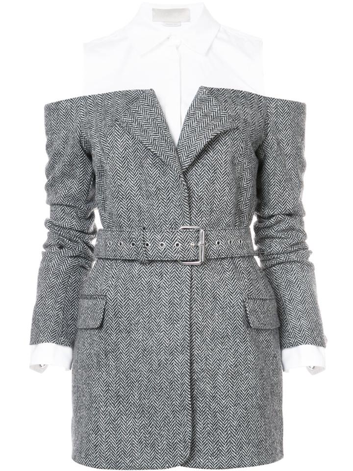 Monse Belted Herringbone Hybrid Jacket - Black