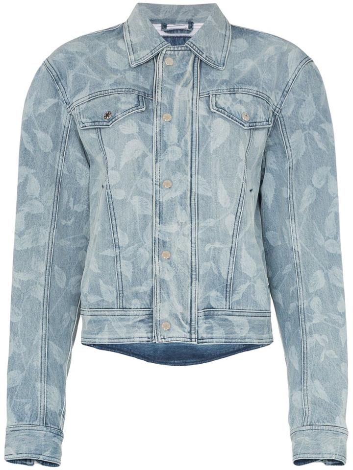 Gmbh Leaf Print Denim Jacket - Blue
