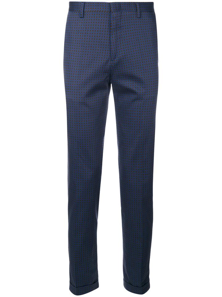 Paul Smith - Tile Print Tailored Trousers - Men - Cotton/cupro - 30, Blue, Cotton/cupro