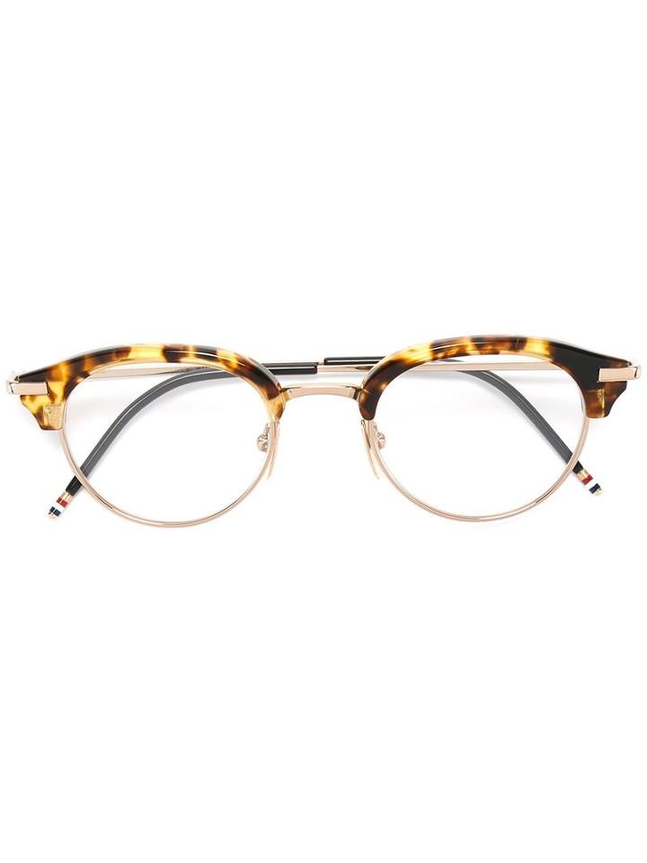Thom Browne Tortoiseshell Accent Round Glasses, Brown, Acetate/titanium