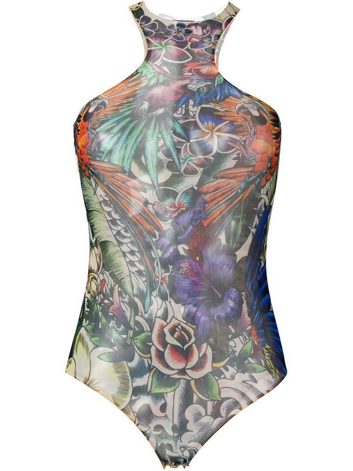 Dsquared2 Tattoo Print Halterneck Body, Women's, Size: M, Polyamide/spandex/elastane