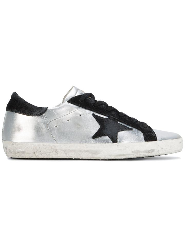 Golden Goose Deluxe Brand Silver & Black Superstar Sneakers - Metallic