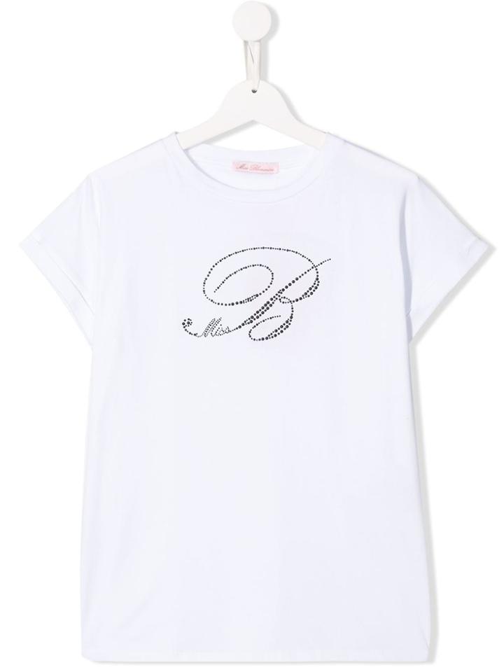 Miss Blumarine Teen Logo Studs T-shirt - White