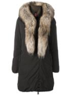 Moncler Hooded Parka Coat, Women's, Size: 1, Green, Polyamide/polyester/racoon Fur