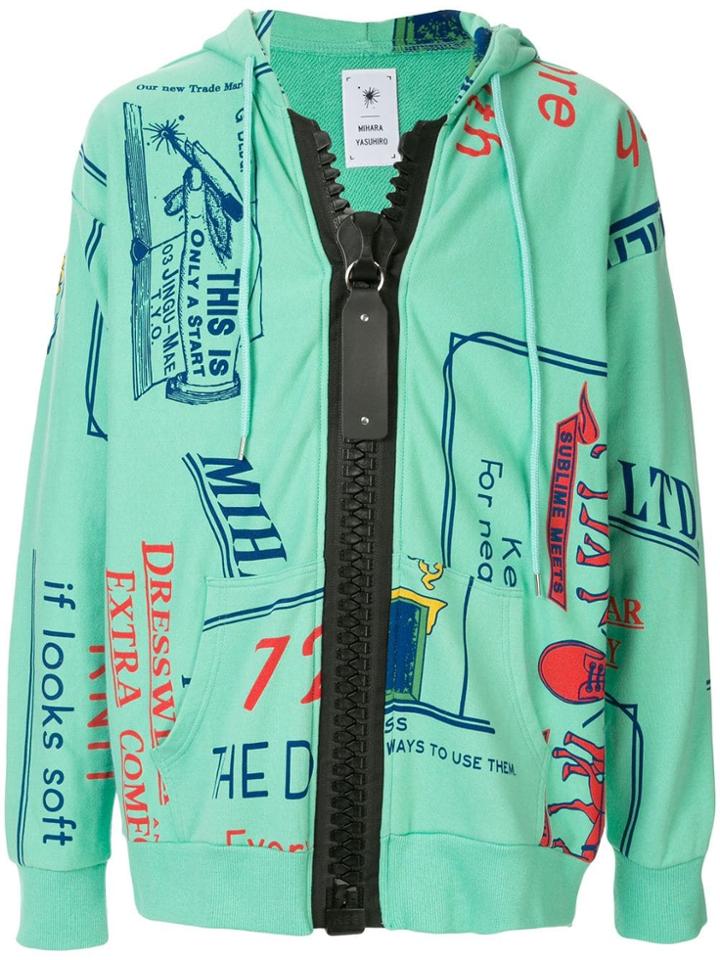 Maison Mihara Yasuhiro Caligraphy Print Hoodie - Green