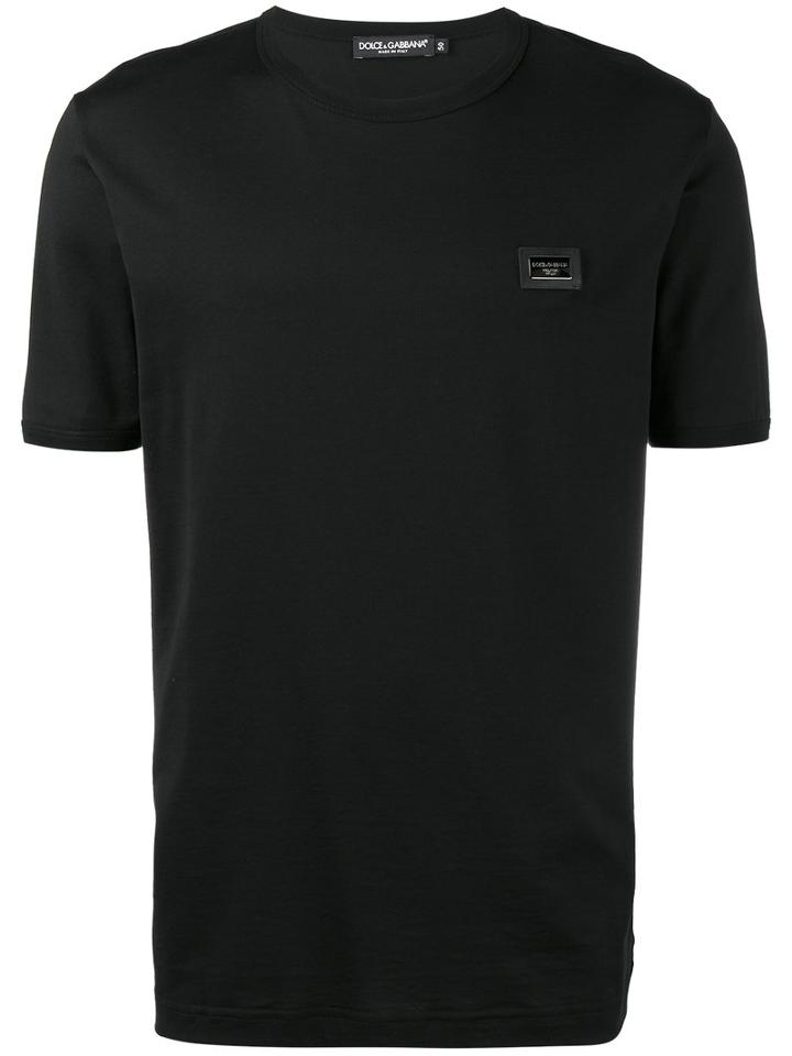 Dolce & Gabbana - Logo Plaque T-shirt - Men - Cotton/calf Leather/zamak - 50, Black, Cotton/calf Leather/zamak
