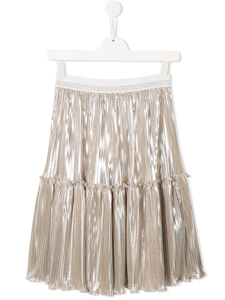 Monnalisa Teen Pleated Skirt - Gold