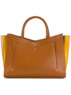 Sara Battaglia Pleated Side Tote - Brown