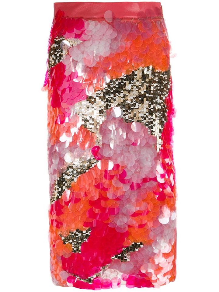 Elisabetta Franchi Disc Panelled Fitted Skirt - Pink
