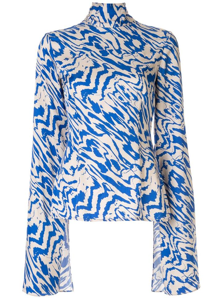 Solace London Kimmie Abstract Animal Print Top - Blue