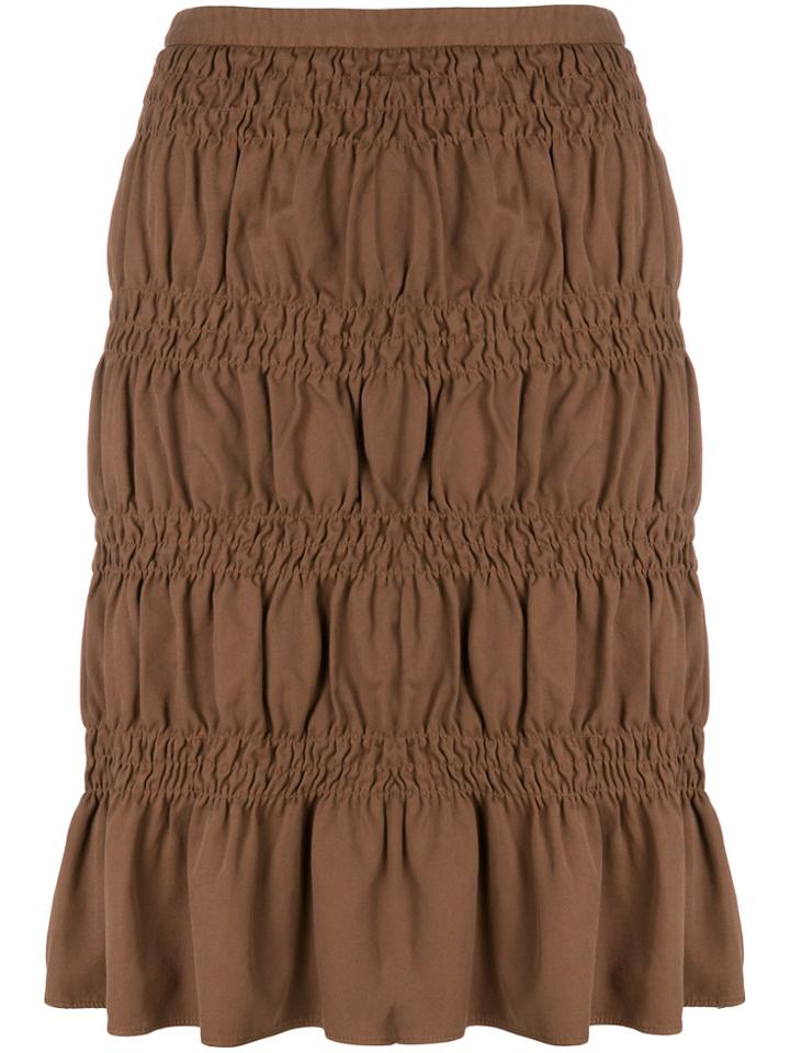 Romeo Gigli Vintage Gathered Short Skirt - Brown