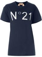 No21 Glitter Logo T-shirt, Women's, Size: 44, Blue, Cotton