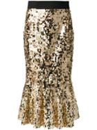 Dolce & Gabbana Sequinned Skirt, Women's, Size: 40, Grey, Polyester/silk/cotton/nylon